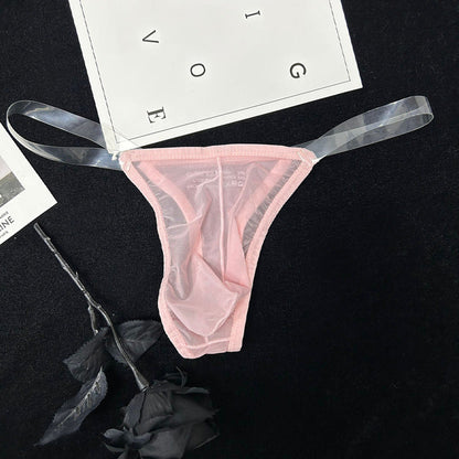 Pink Sheer Mesh Transparent Belt T Back Thong product view
