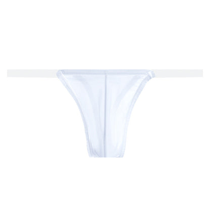 White Sheer Mesh Transparent Belt T Back Thong flat lay