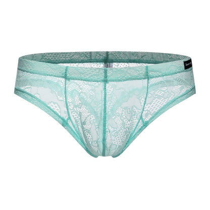 Mint Sheer Lace Square Cut Trunks flat lay
