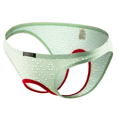 Ring Pouch Eyelet Low Rise Briefs in mint shown in flat lay