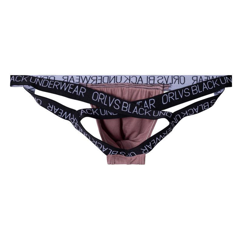 Pink Soft Modal Double Strap Open Back Jockstrap flat lay