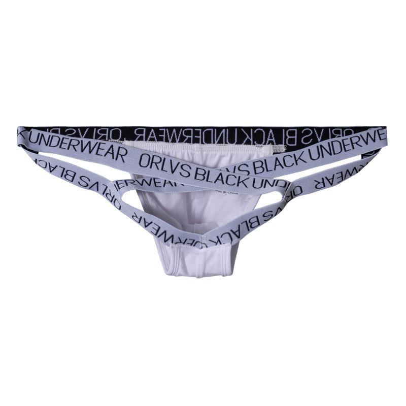 White Soft Modal Double Strap Open Back Jockstrap flat lay