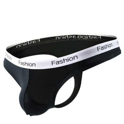 Black Soft Modal Logo Waistband T Back Thong flat lay