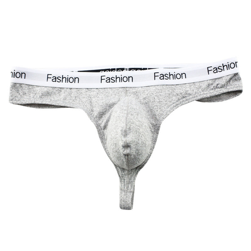 Grey Soft Modal Logo Waistband T Back Thong flat lay