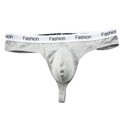 Grey Soft Modal Logo Waistband T Back Thong flat lay