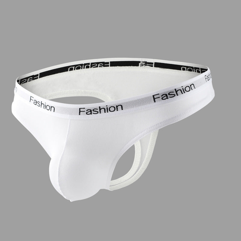White Soft Modal Logo Waistband T Back Thong flat lay