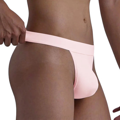 Pink Soft Modal Contour Pouch T Back Thong waistband close up