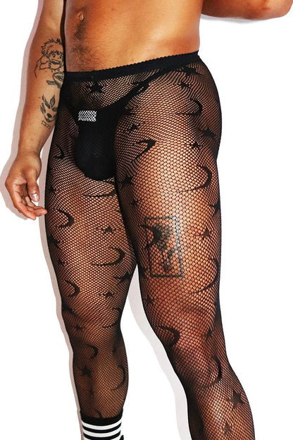 Star Moon Pattern Fishnet Tights Set alternate view 2