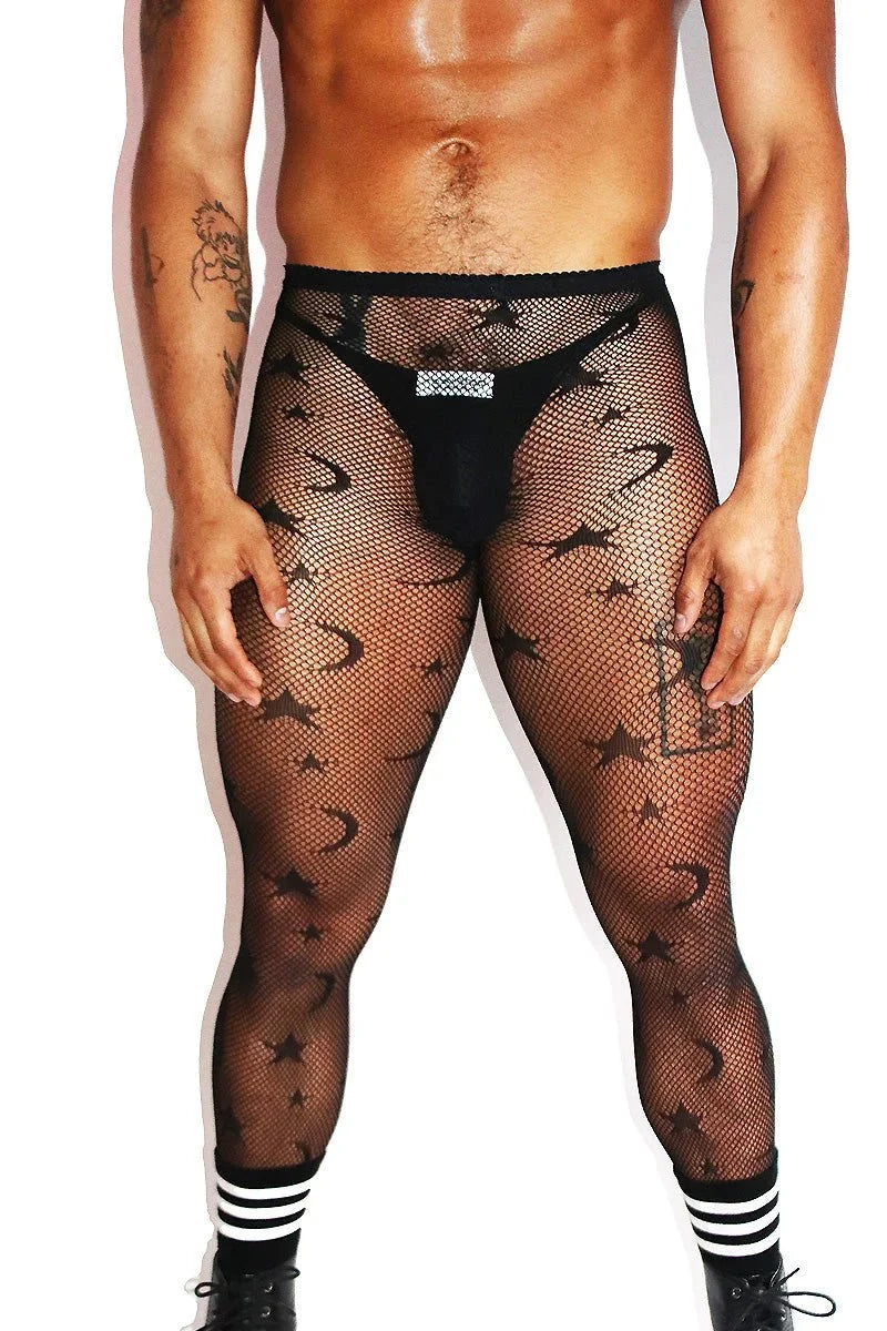 Star Moon Pattern Fishnet Tights Set product view