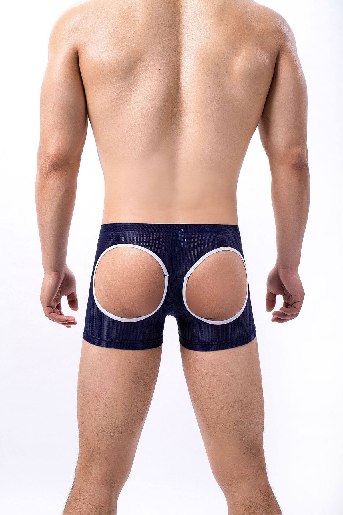 Detailed rear view showing Sheer Mesh Open Back Boxer Briefs