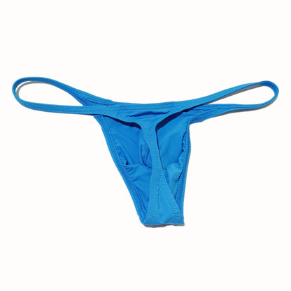 Blue Breathable Nylon Low Rise T Back Thong detail view