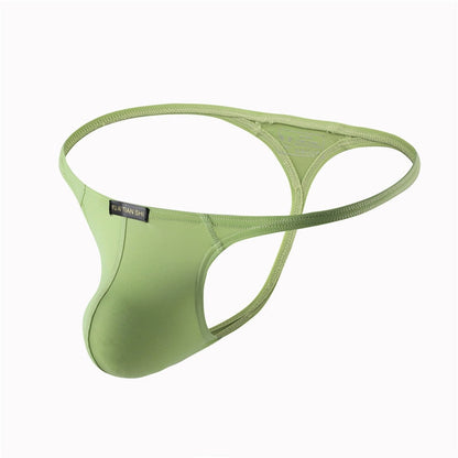 Green Breathable Nylon Low Rise T Back Thong flat lay