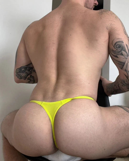 Mustard Breathable Nylon Low Rise T Back Thong detail view