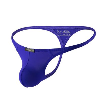 Purple Breathable Nylon Low Rise T Back Thong flat lay