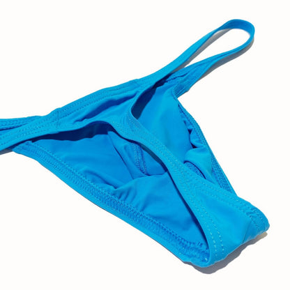 Sky Blue Breathable Nylon Low Rise T Back Thong detail view