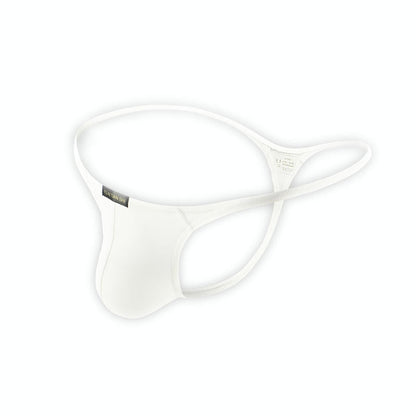 White Breathable Nylon Low Rise T Back Thong flat lay