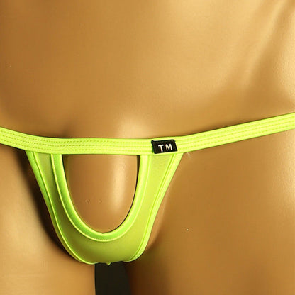 Green Open Front Hollow Cutout Low Rise Thong detail view