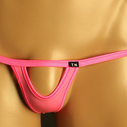 Pink Open Front Hollow Cutout Low Rise Thong detail view