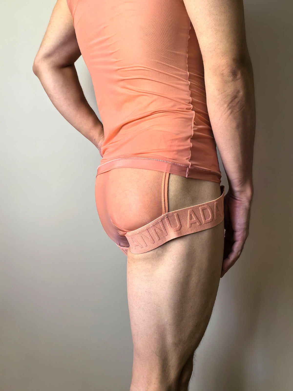 Oversized Pouch Wide Waistband Jockstrap in orange product detail