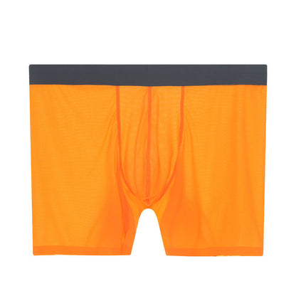 Flat Lay of orange Ultra Thin Ice Silk Long Leg Boxers