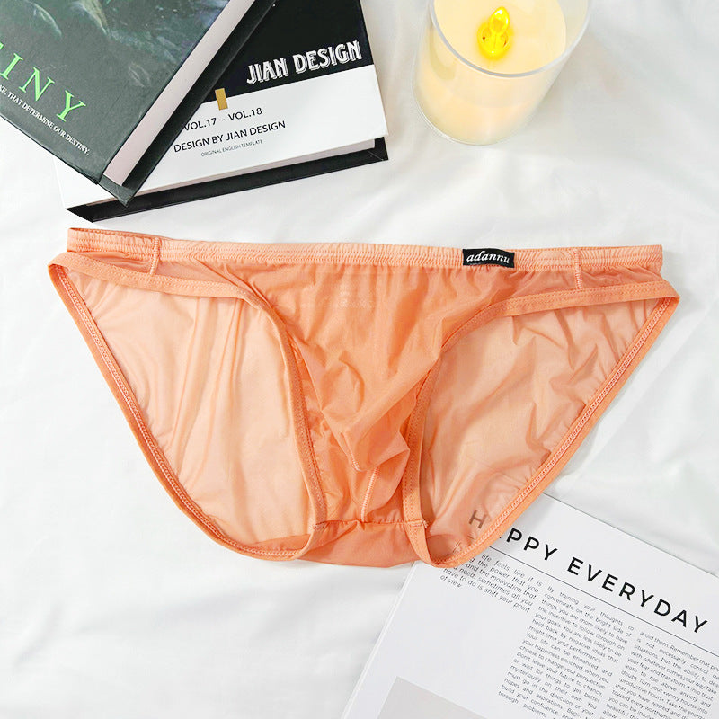 Orange Ultra Thin Sheer Low Rise Bikini Brief flat lay