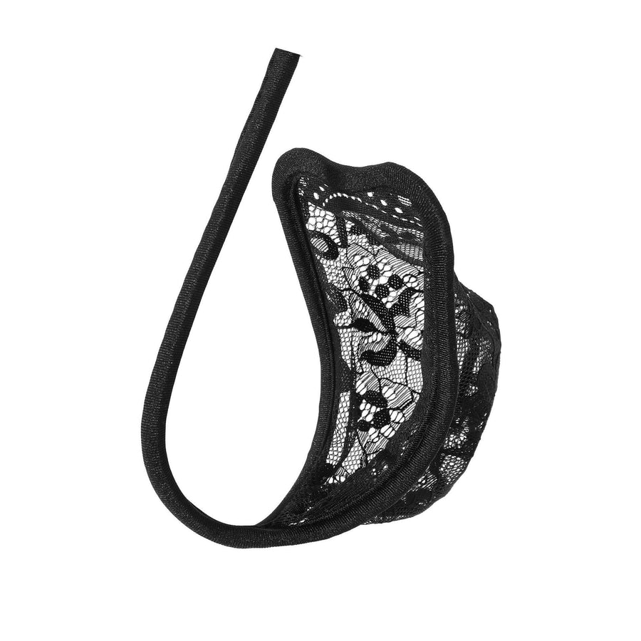 Black Paisley Lace Sheer Pouch C String product view