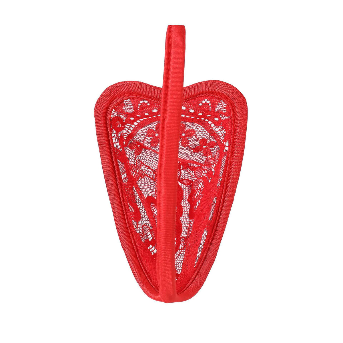 Red Paisley Lace Sheer Pouch C String back view