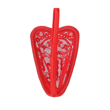 Red Paisley Lace Sheer Pouch C String back view