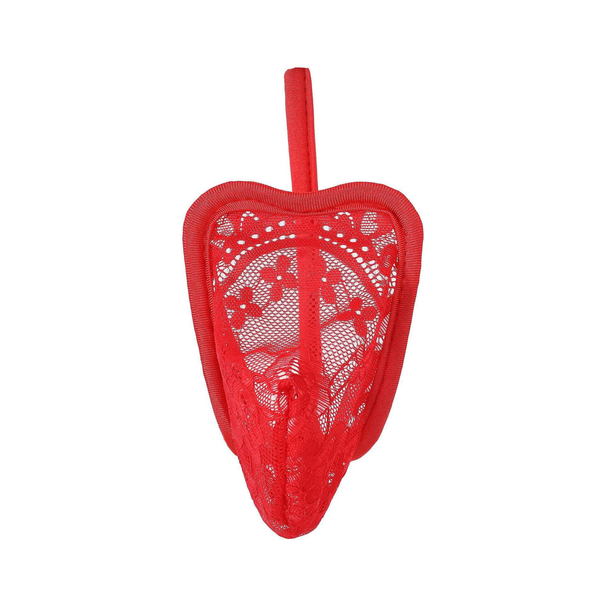 Red Paisley Lace Sheer Pouch C String front view
