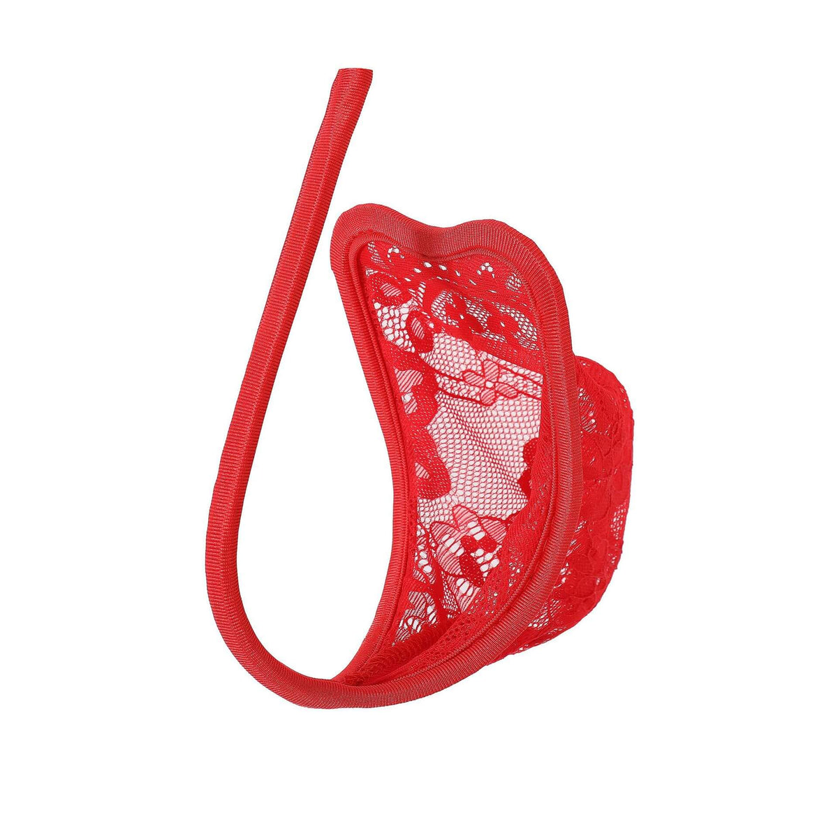 Red Paisley Lace Sheer Pouch C String side view