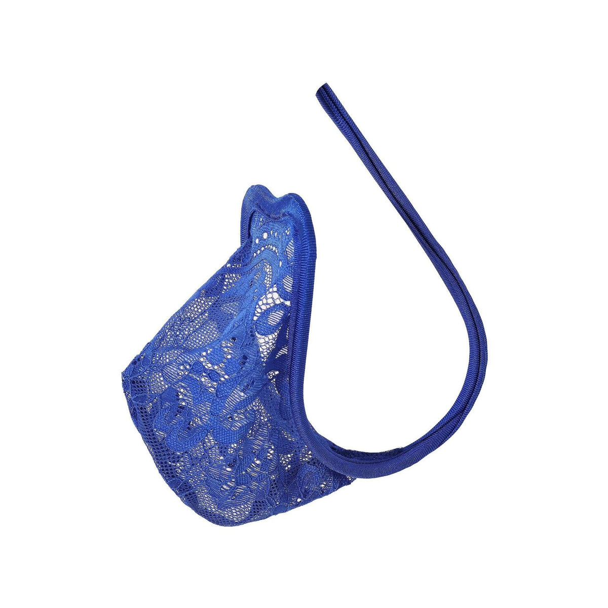 Royal Blue Paisley Lace Sheer Pouch C String alternate view 14
