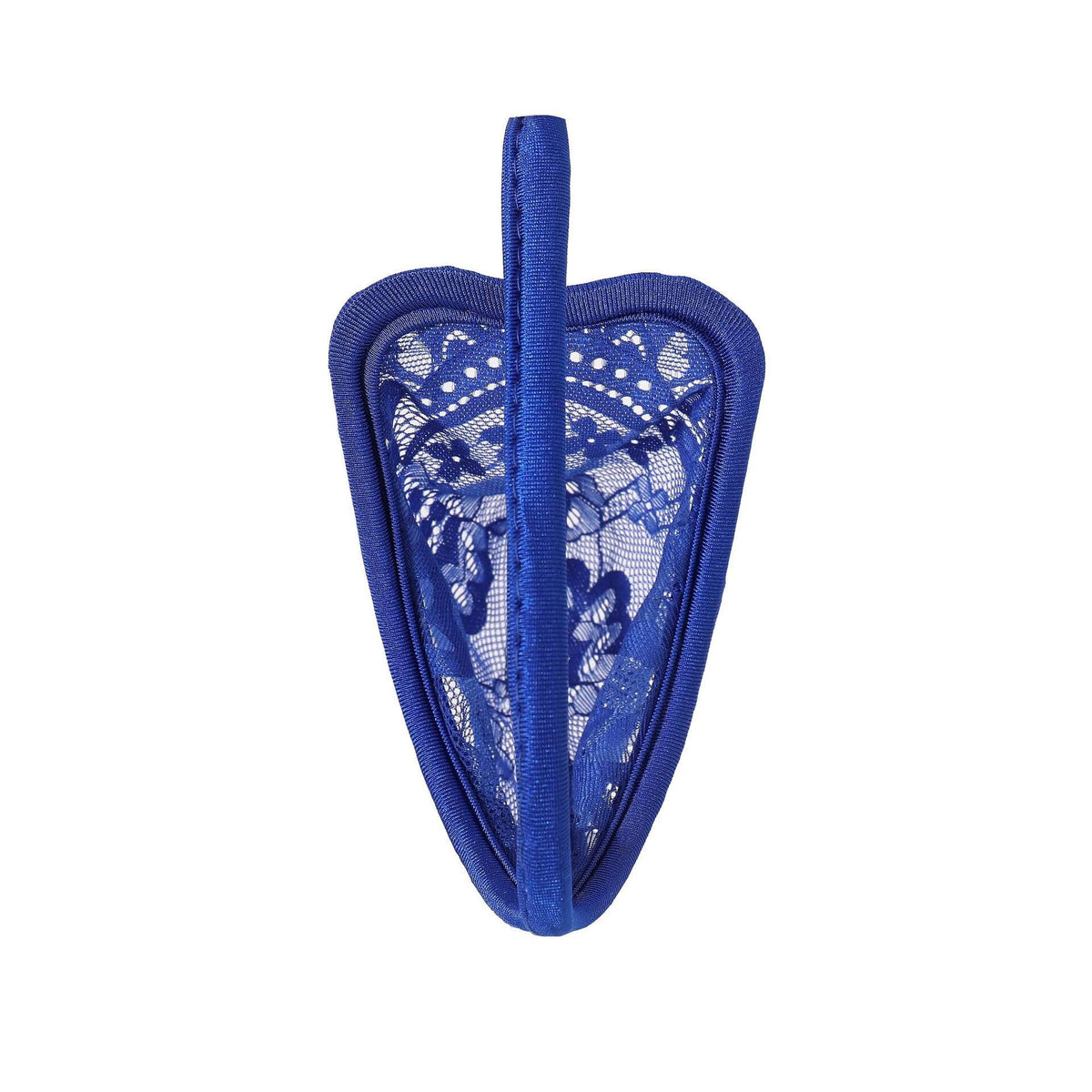 Royal Blue Paisley Lace Sheer Pouch C String back view