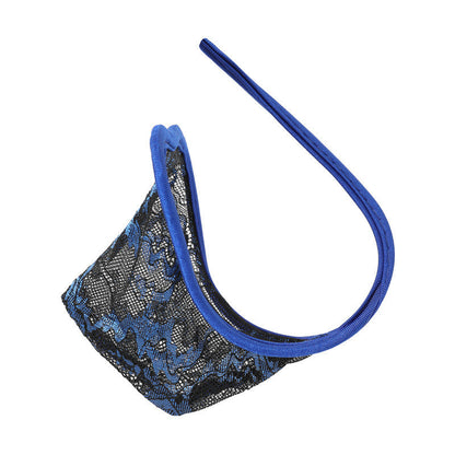 Blue Pastel Floral Lace C String front view