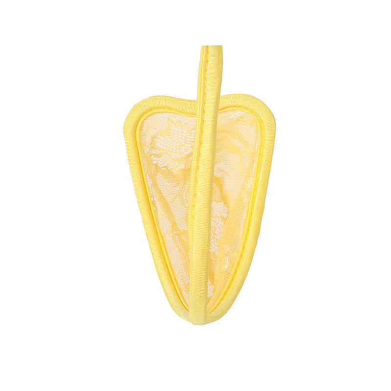 Yellow Pastel Floral Lace C String back view