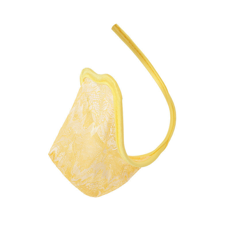 Yellow Pastel Floral Lace C String side view