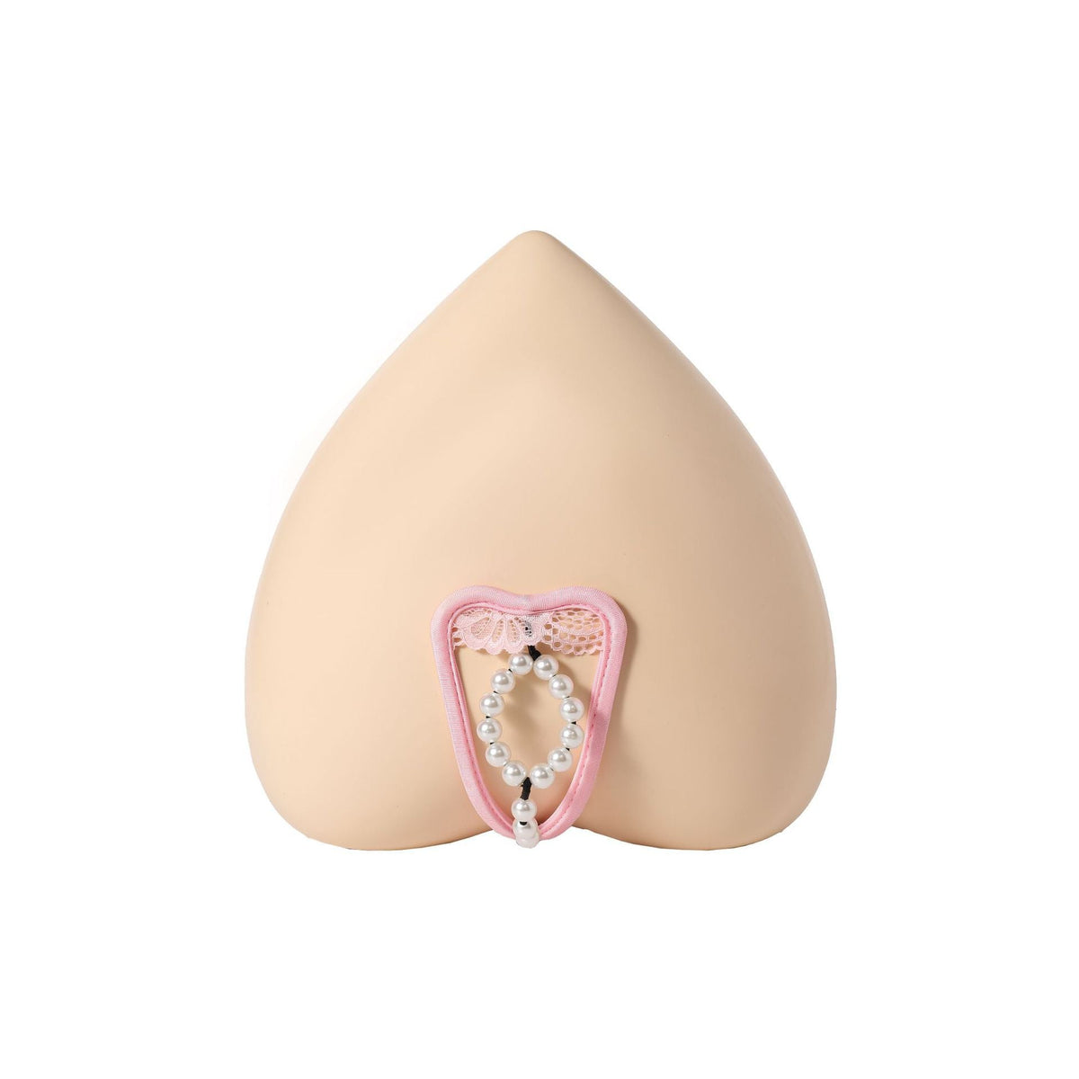 Pink Pearl Ring Lace Cock Ring C String front view