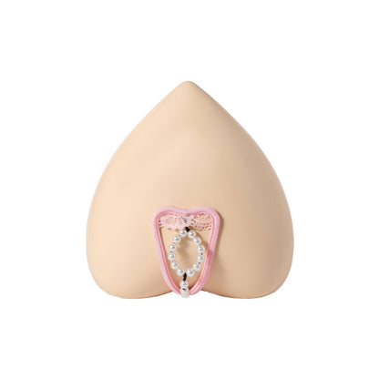Pink Pearl Ring Lace Cock Ring C String front view