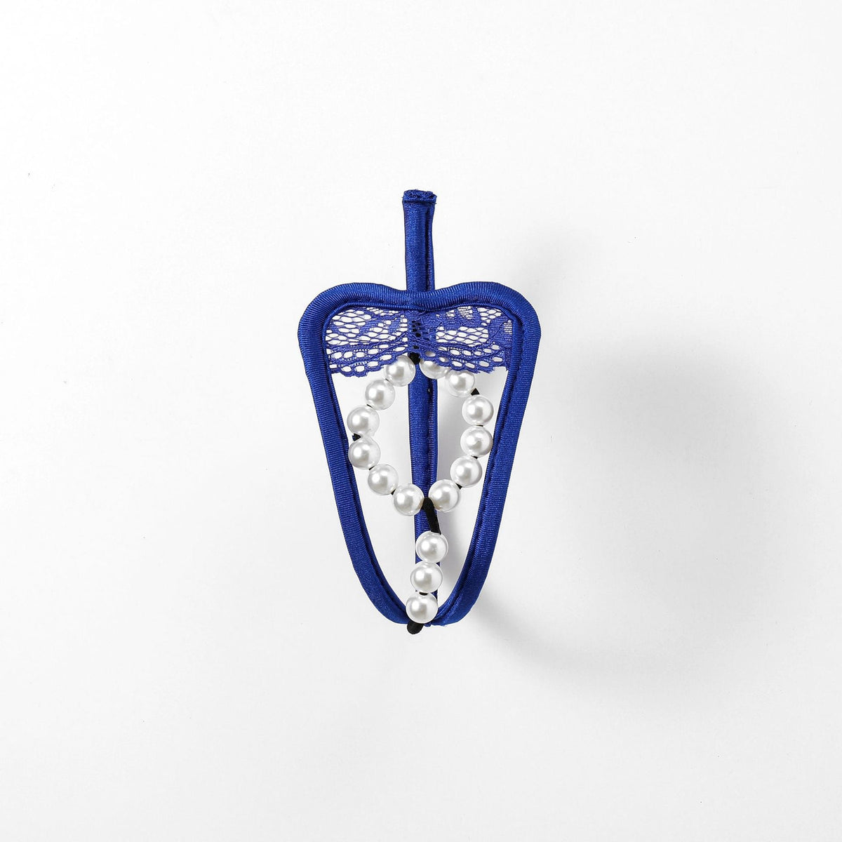 Royal Blue Pearl Ring Lace Cock Ring C String alternate view 15