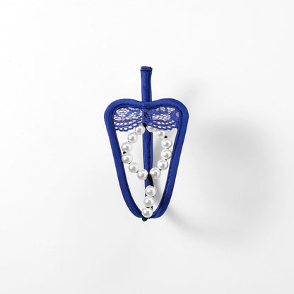 Royal Blue Pearl Ring Lace Cock Ring C String alternate view 15
