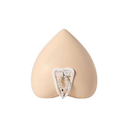 White Pearl Ring Lace Cock Ring C String front view