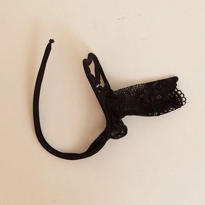 Black Peek a Boo Lace C String alternate view 7