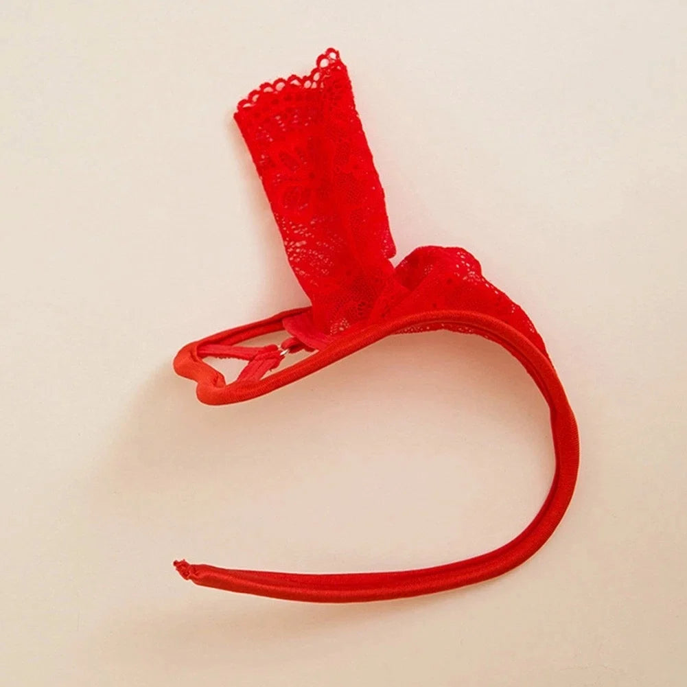 Red Peek a Boo Lace C String alternate view 10