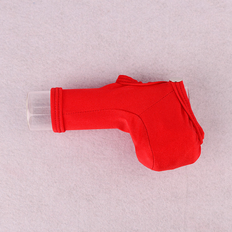 Red Adjustable Snap Button Penis Sleeve Cock Sock flat lay