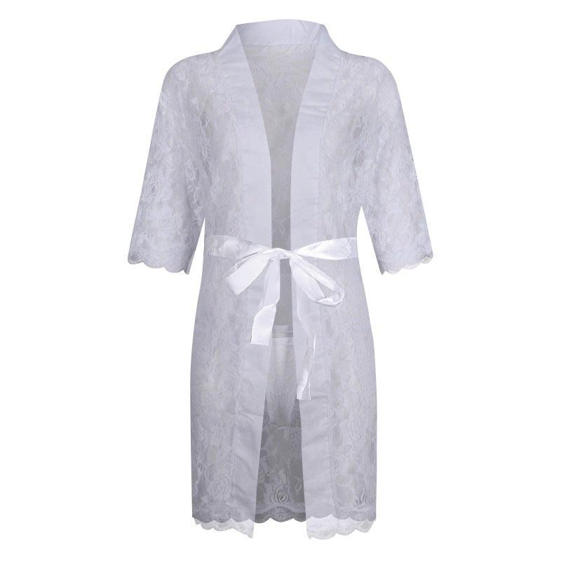 Sheer Floral Lace Thong Bathrobe product detail view 16