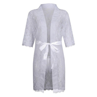Sheer Floral Lace Thong Bathrobe
