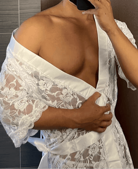 Sheer Floral Lace Thong Bathrobe product view