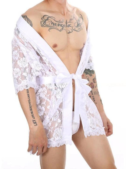 Sheer Floral Lace Thong Bathrobe product detail view 15