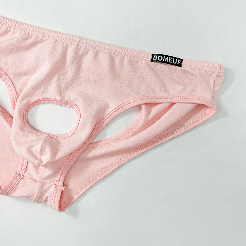Pink Open Back Cutout U Pouch Brief flat lay