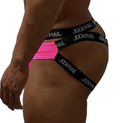 Additional product view of pink Double Waistband Enhancing Pouch Jockstrap