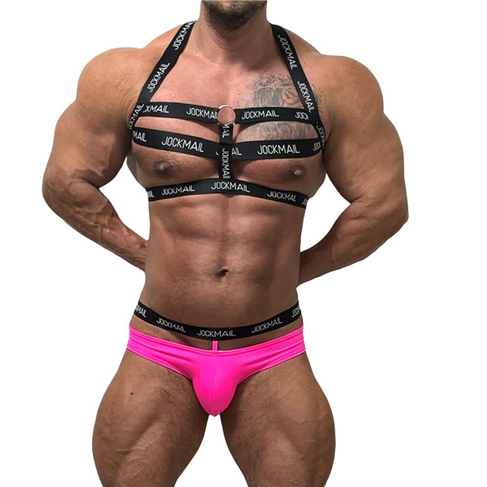 Alternate view of pink Double Waistband Enhancing Pouch Jockstrap